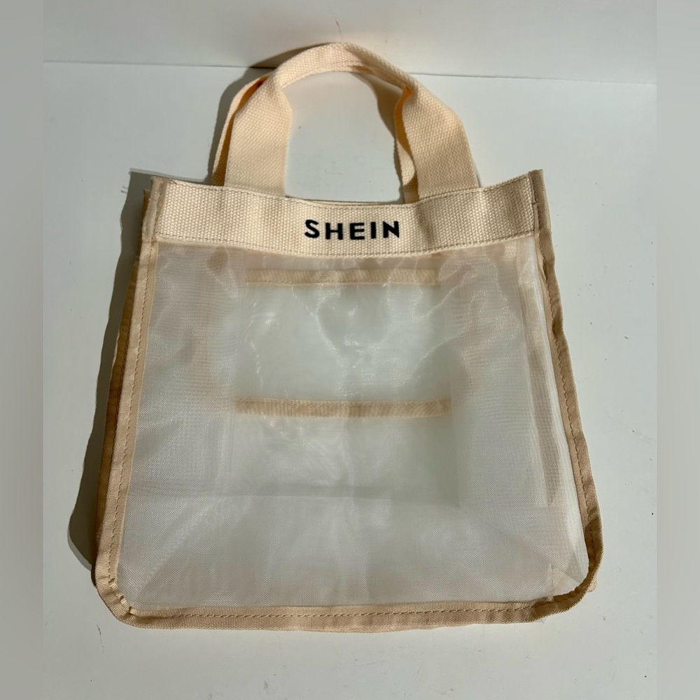Shein Small Bag Satchel Tote Top Handles Clear Mesh Concert Game 9x5x5 NWOT